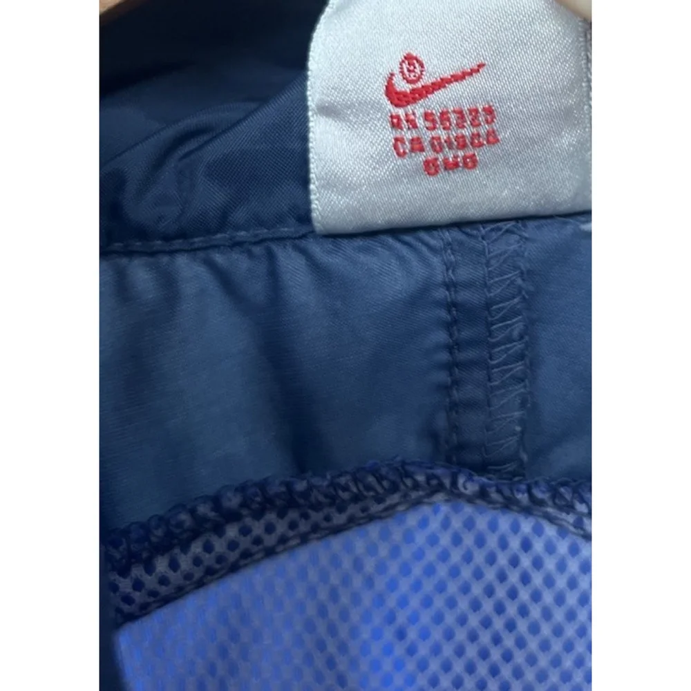 Vintage Nike Jacket Size XL Blue Hooded Swoosh Running Coat 90s Y2K Windbreaker